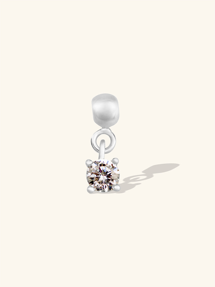 Diamante Silver Drop Charm