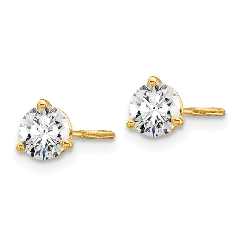 14k Gold 3/4 CT Round Lab Grown Diamond Stud Earrings Screw Back VS Clarity D-E Color