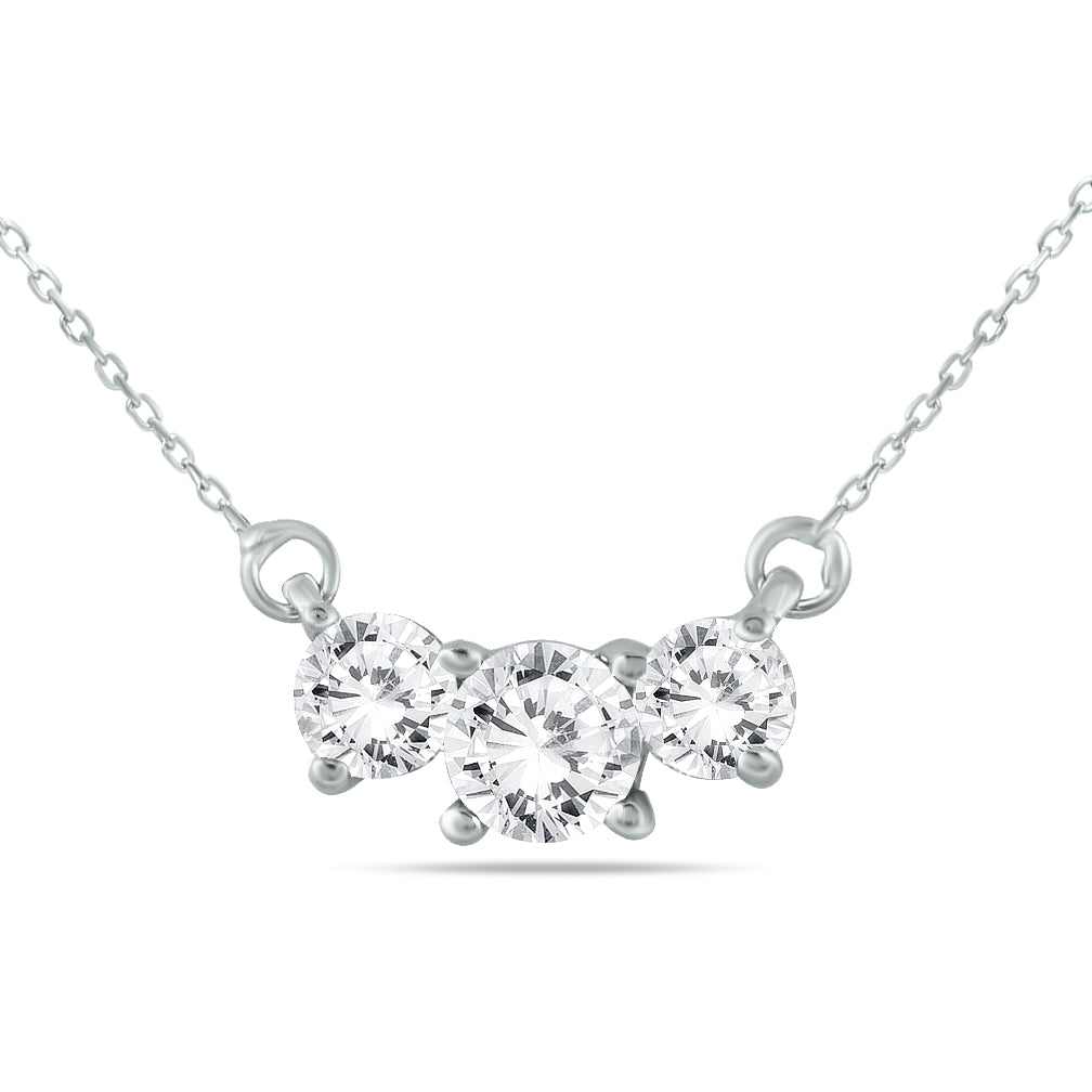 1 Carat TW Three Stone Diamond Pendant In 14K White Gold