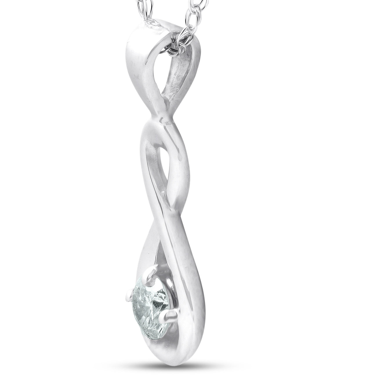 1/10Ct Diamond Solitaire Knot Pendant 10k White Gold Women's Necklace