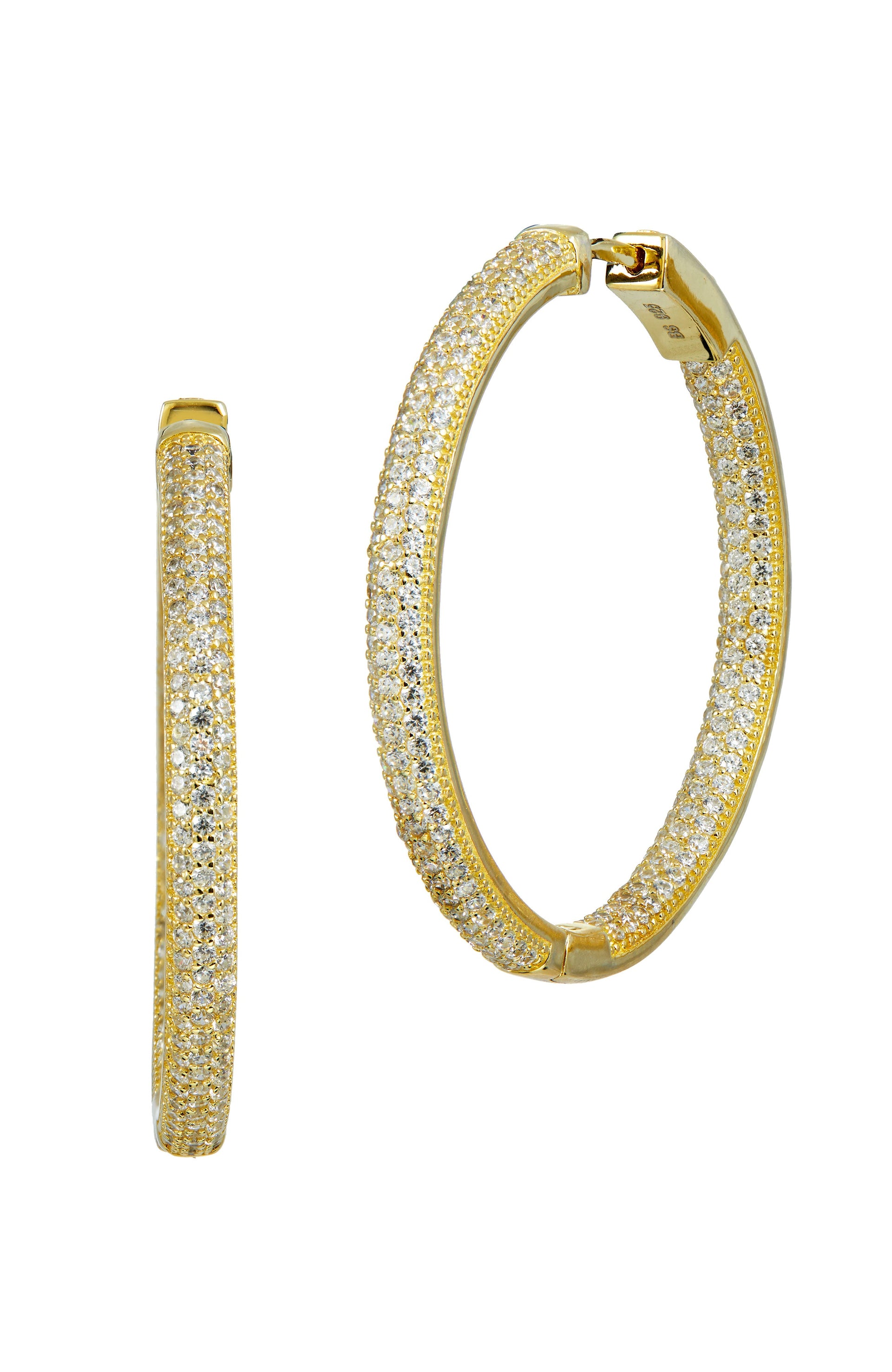 18k Gold Vermeil 1.5' inside out hoop earring