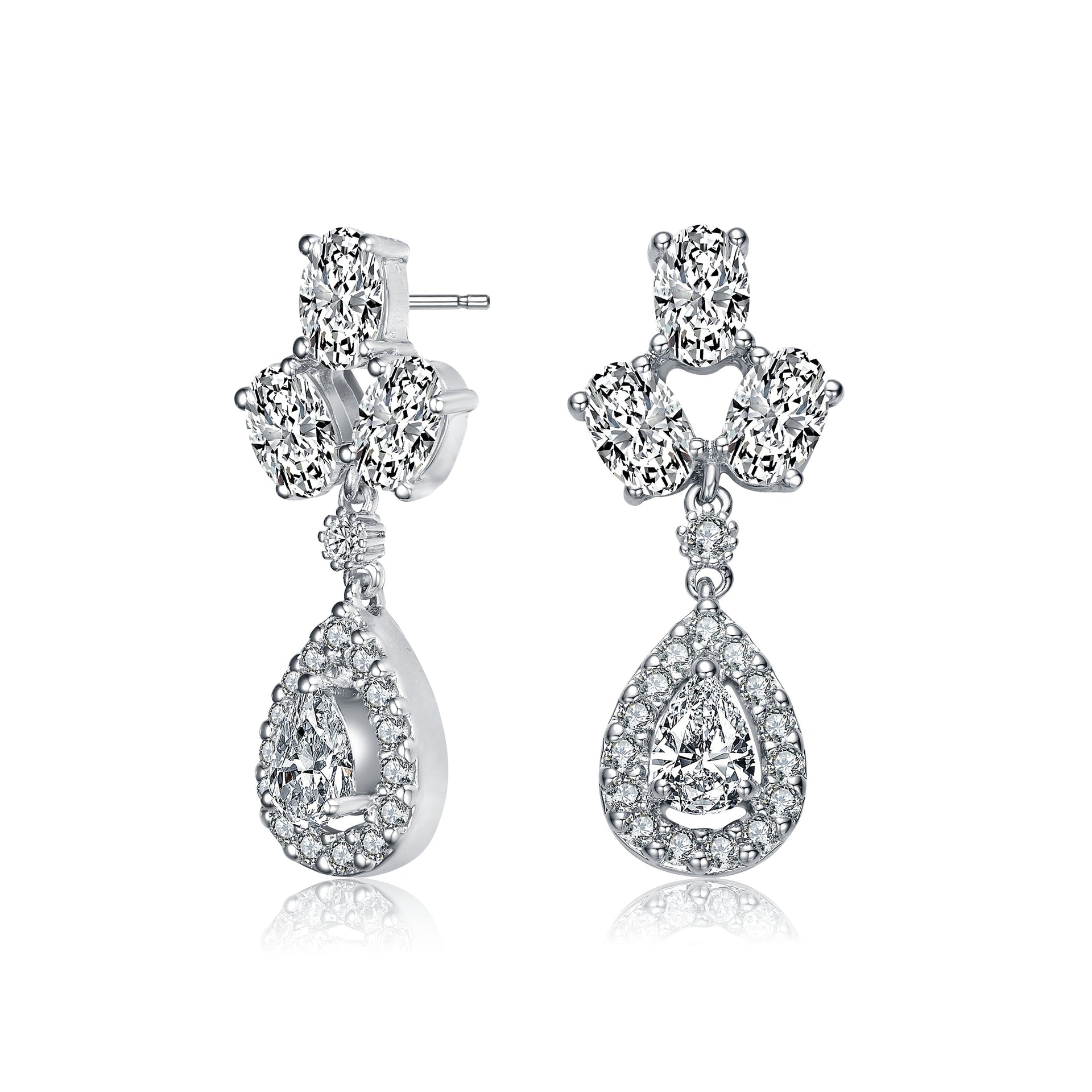 Sterling Silver Multi Shaped Cubic Zirconia Accent Drop Earrings