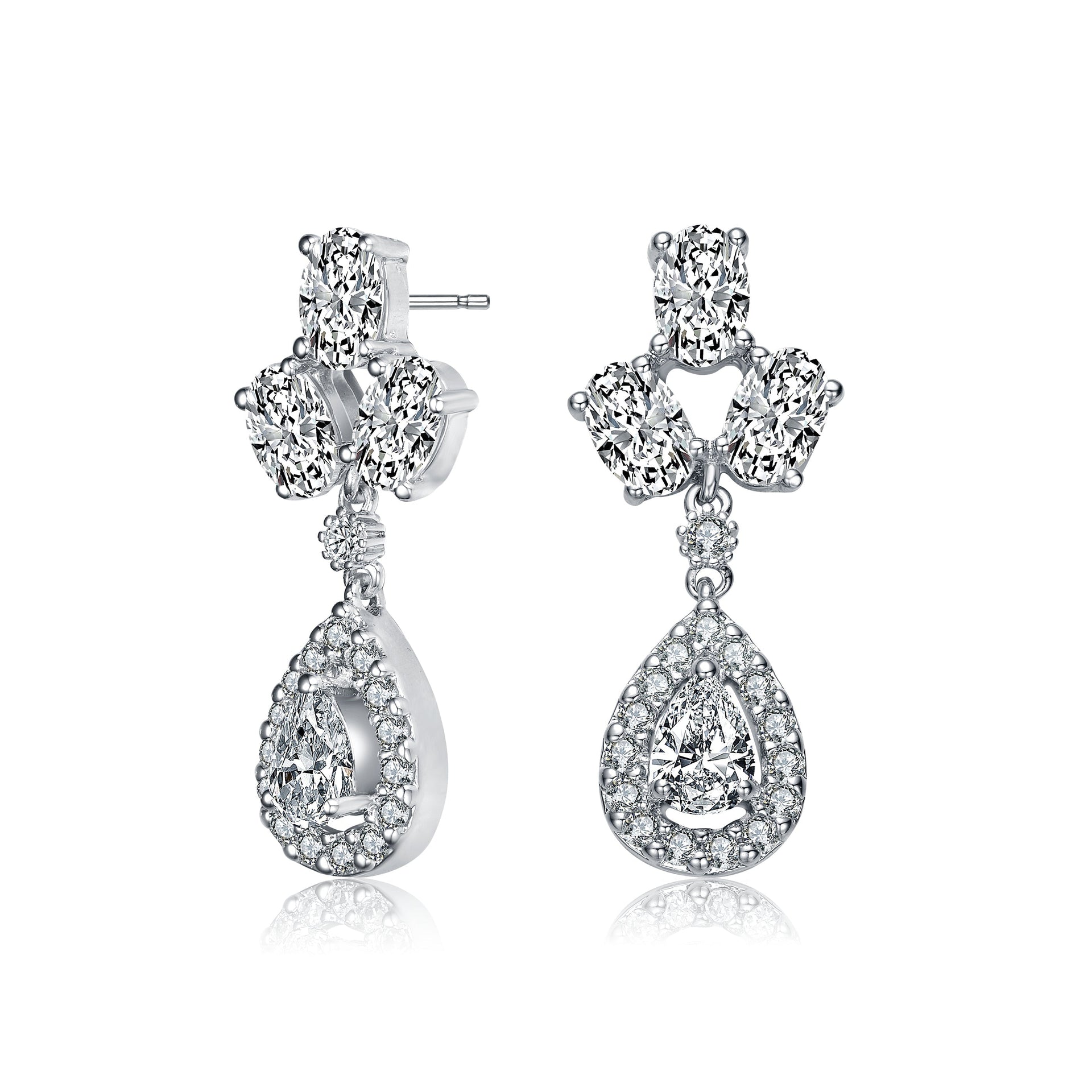 Sterling Silver Multi Shaped Cubic Zirconia Accent Drop Earrings