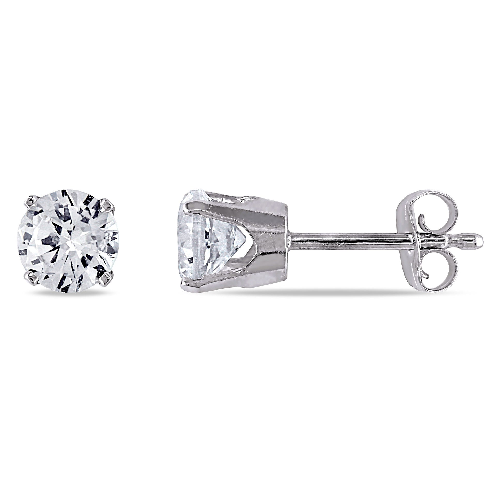 Created White Sapphire Stud Earrings in 10k White Gold