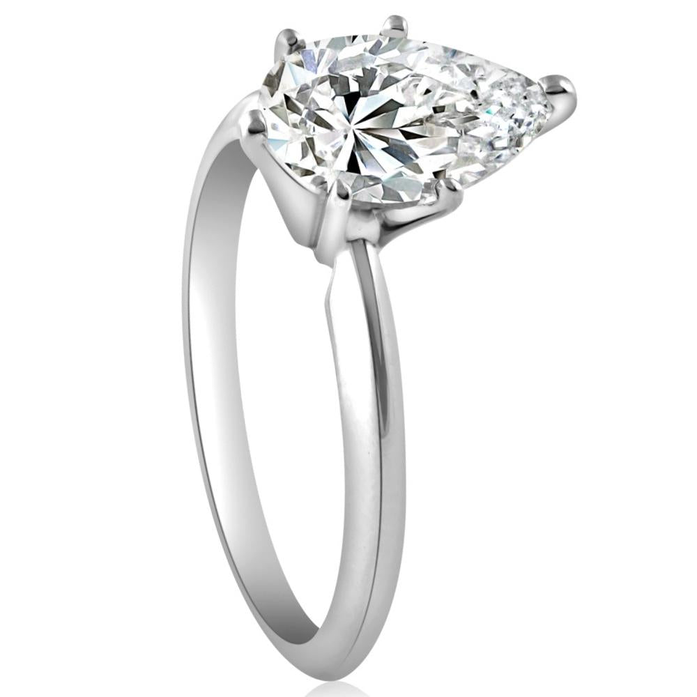 2 ct Platinum Pear Shape Diamond 6-Prong Solitaire Engagement Ring Lab Grown