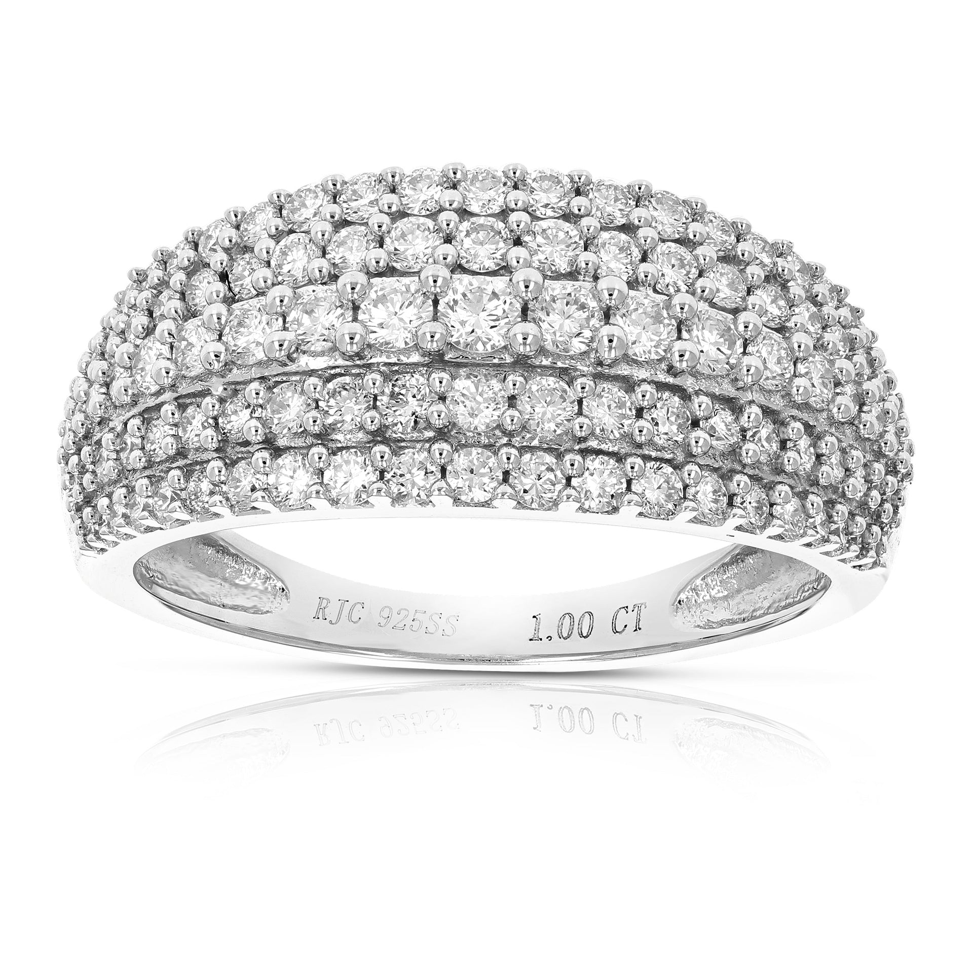 1 cttw Round Lab Grown Diamond Engagement Ring .925 Sterling Silver
