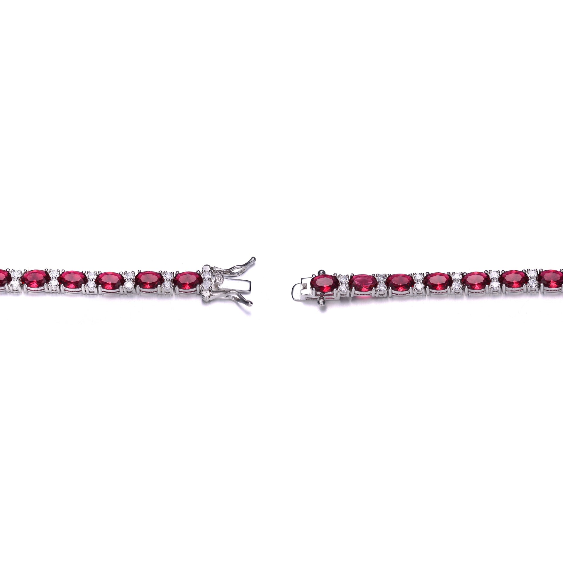 Sterling Silver Ruby Cubic Zirconia Tennis Bracelet