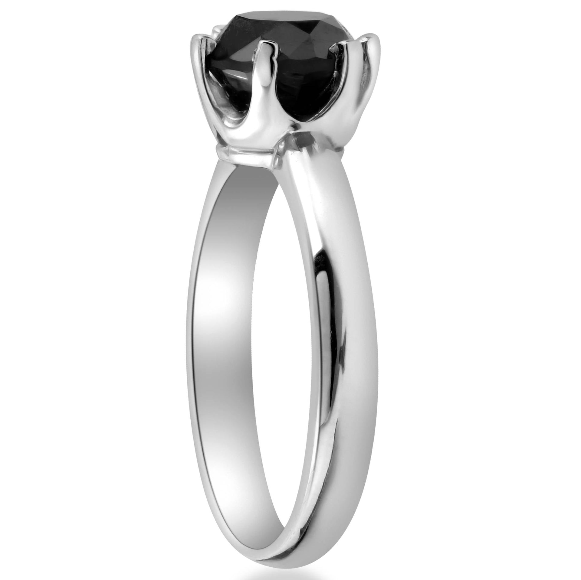 2 ct Treated Black Diamond Solitaire Engagement Ring 14K White Gold
