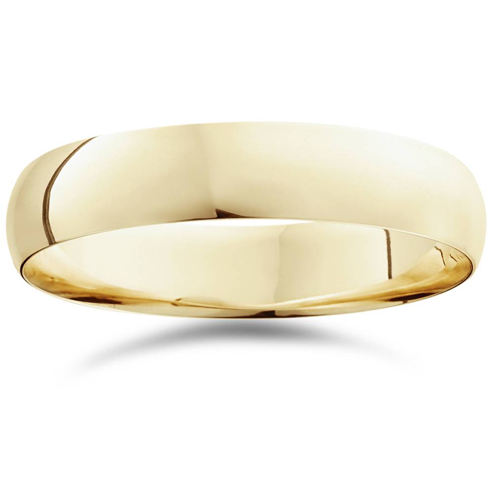 5mm Dome High Polished Wedding Band 14K Yellow Gold Size Selectable