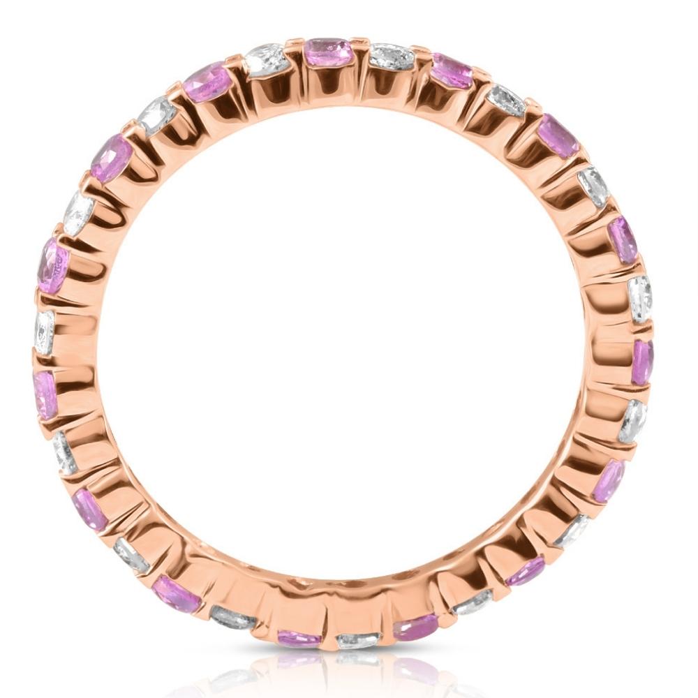 1 cttw Pink Sapphire & Diamond Wedding Eternity Ring 10k Rose Gold