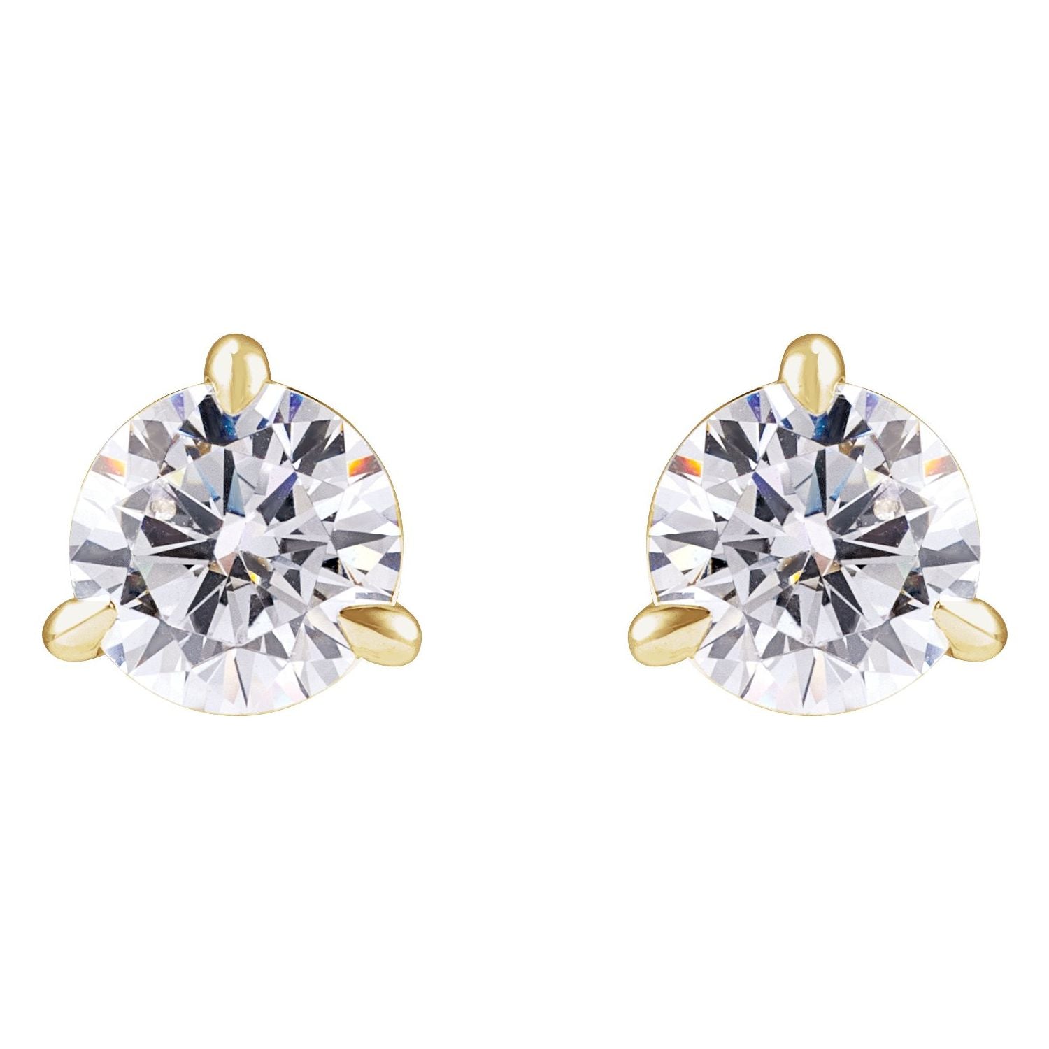14K Gold 1 Lab-grown Diamond Cocktail Stud Earrings Clarity SI Color G-H
