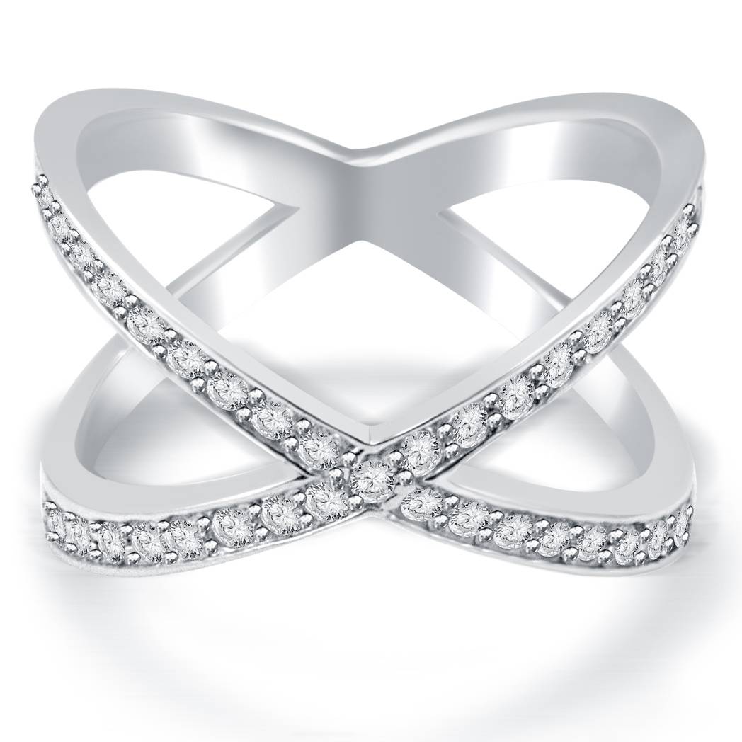 3/8 ct Diamond Criss Crossover Ring White Gold