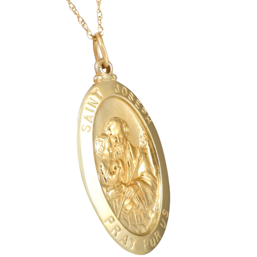 14k Yellow Gold St. Joseph Medal Pendant 1' Tall 2.5 Grams