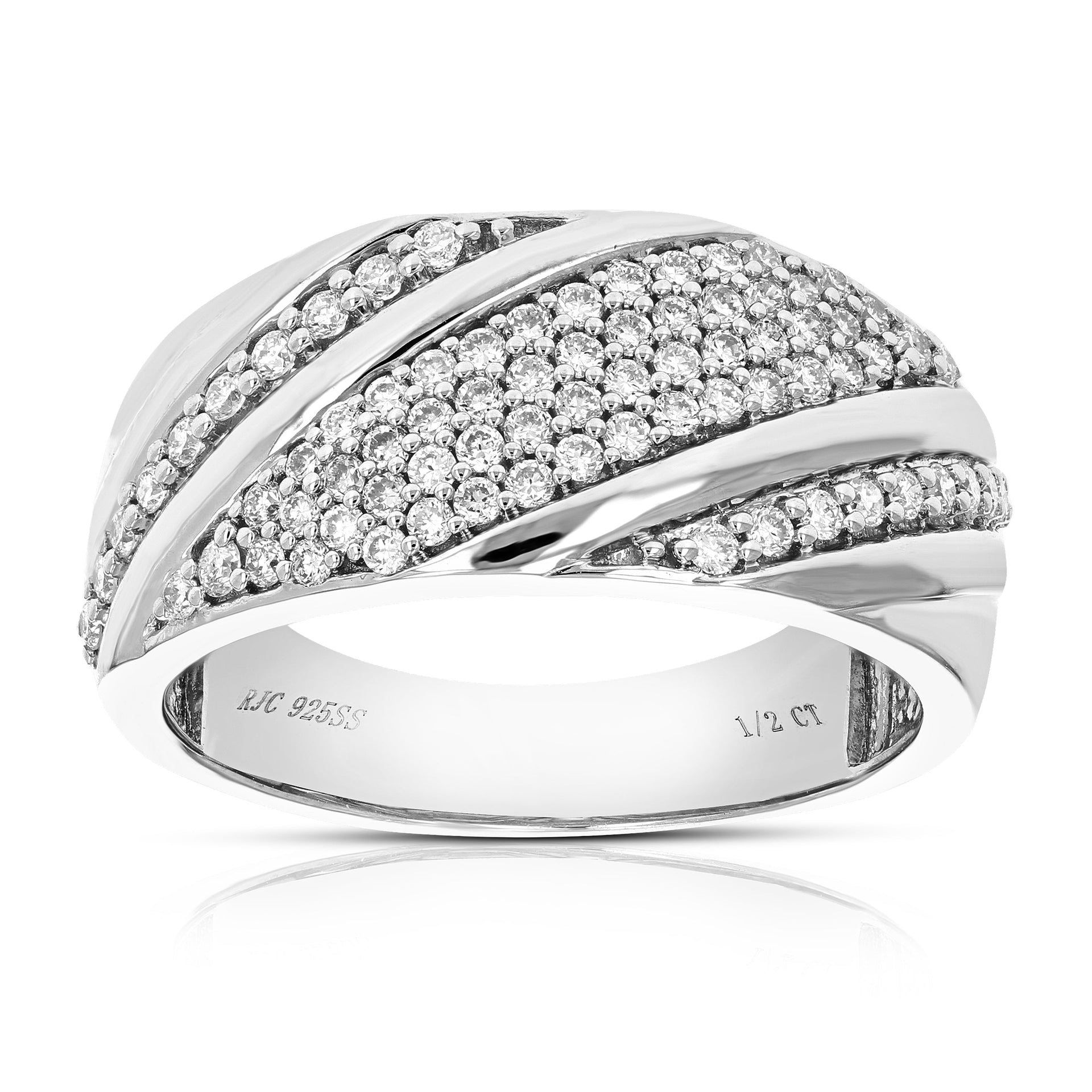 1/2 cttw 74 Stones Round Cut Lab Grown Diamond Engagement Ring .925 Sterling Silver Prong Set