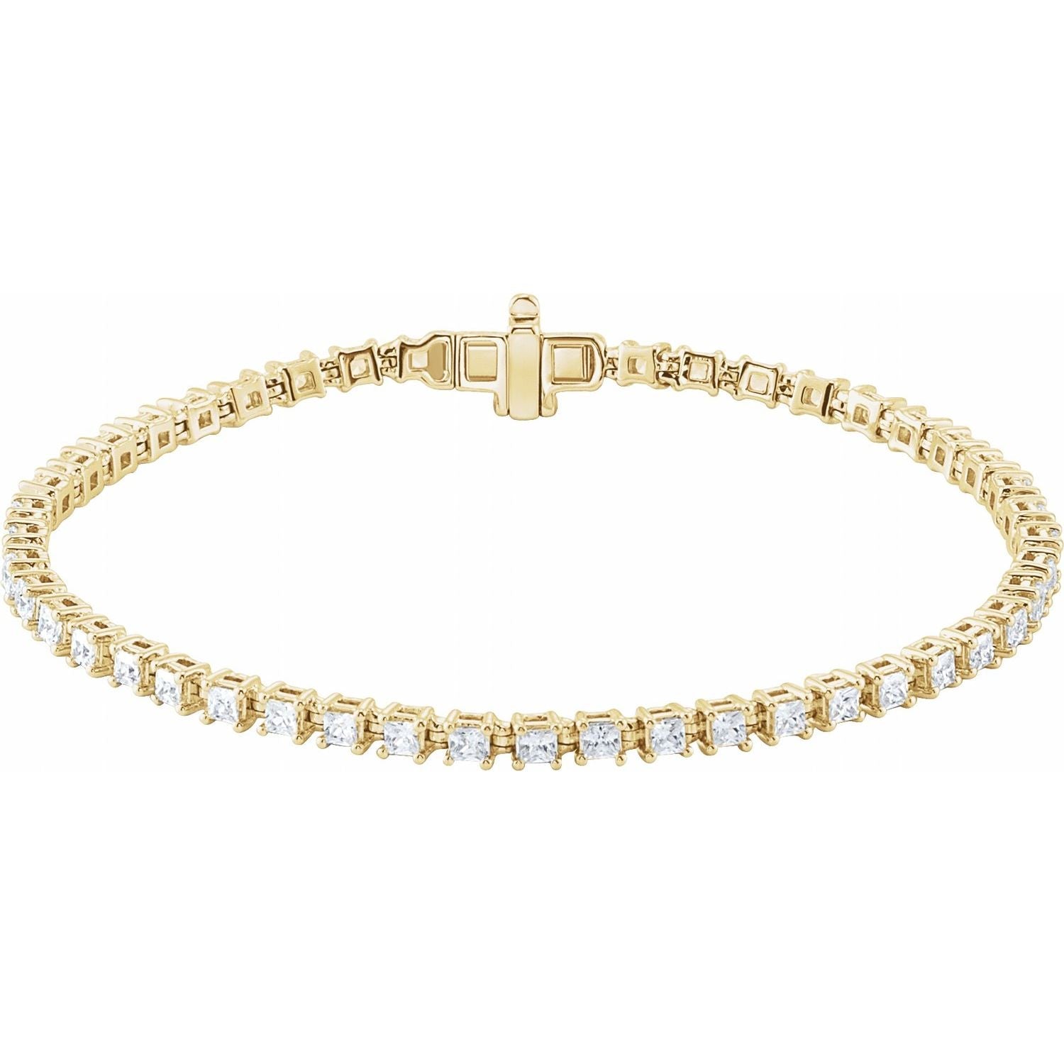 14k Yellow Gold 2 1/2 Ctw Lab-grown Diamond Line Bracelet 7'