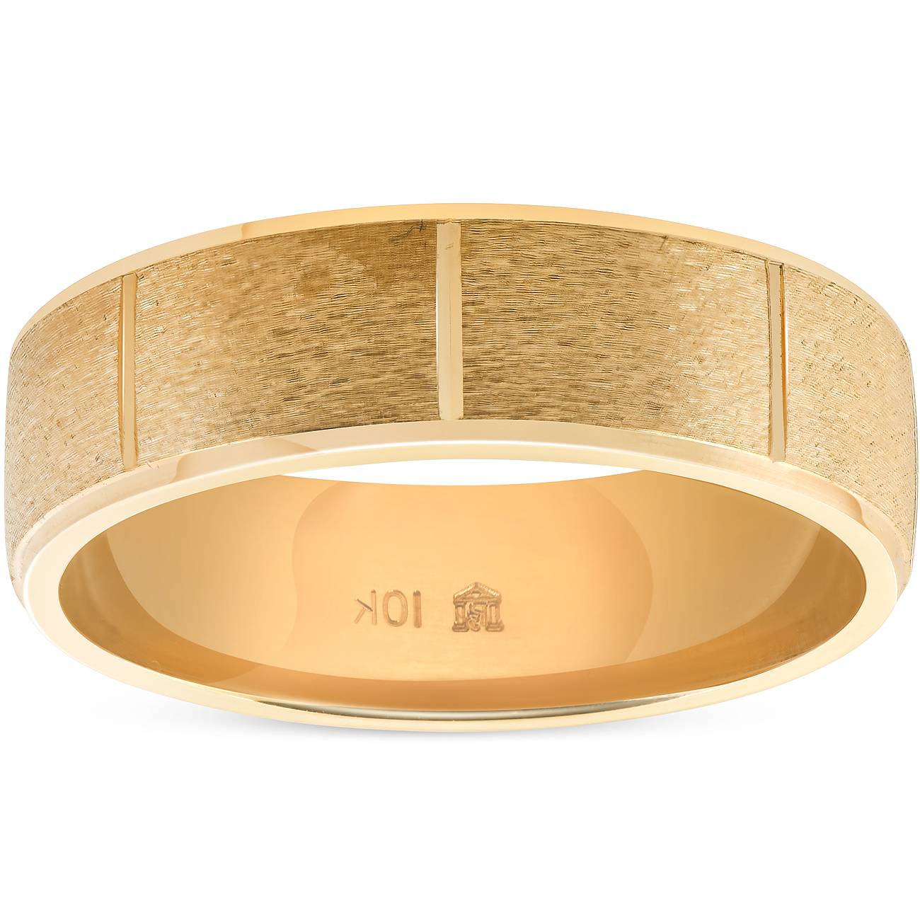 6mm Brushed Wedding Band 10K Yellow Gold Size Selectable