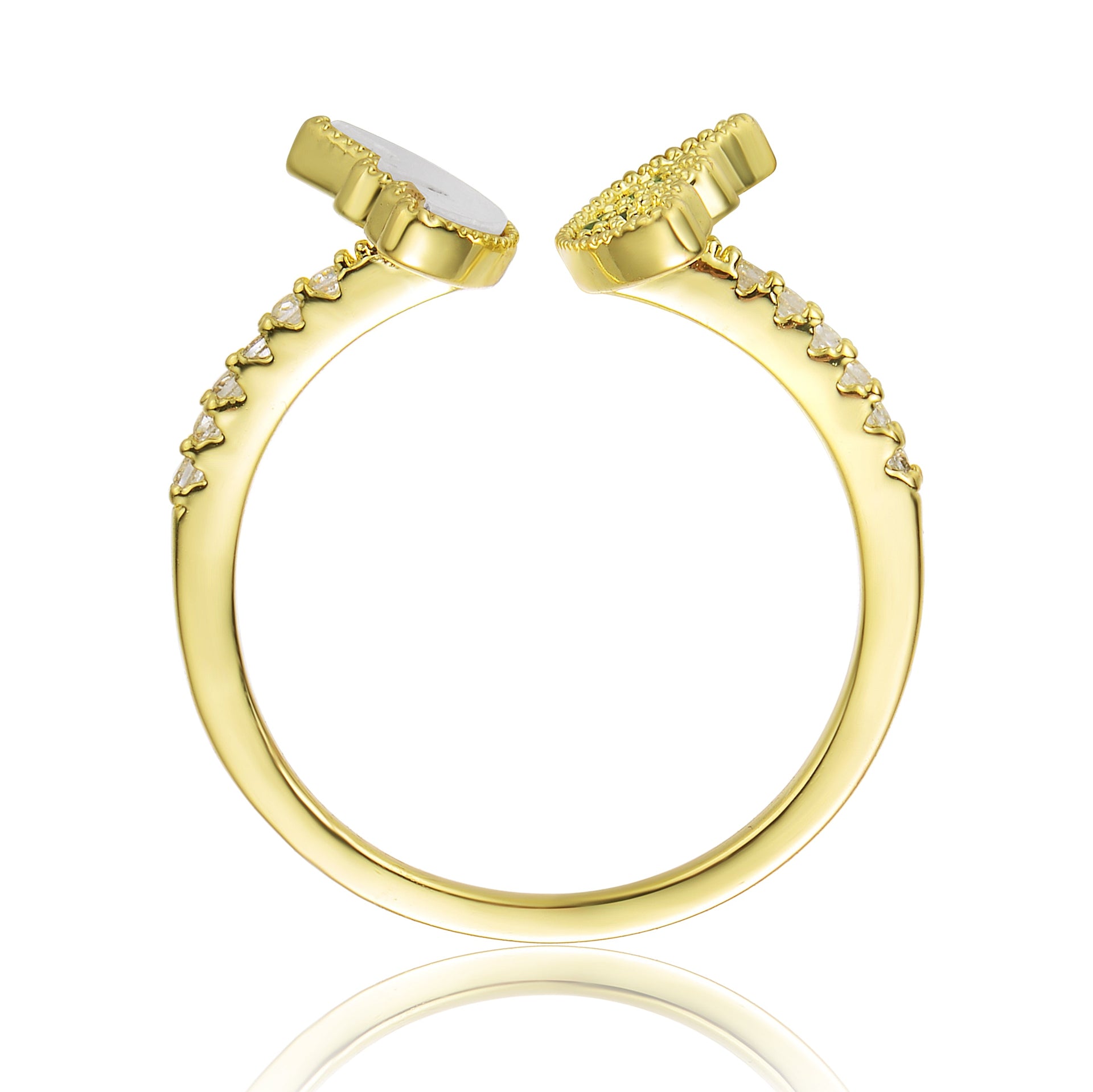 Gold Plated Green Cubic Zirconia Bypass Ring