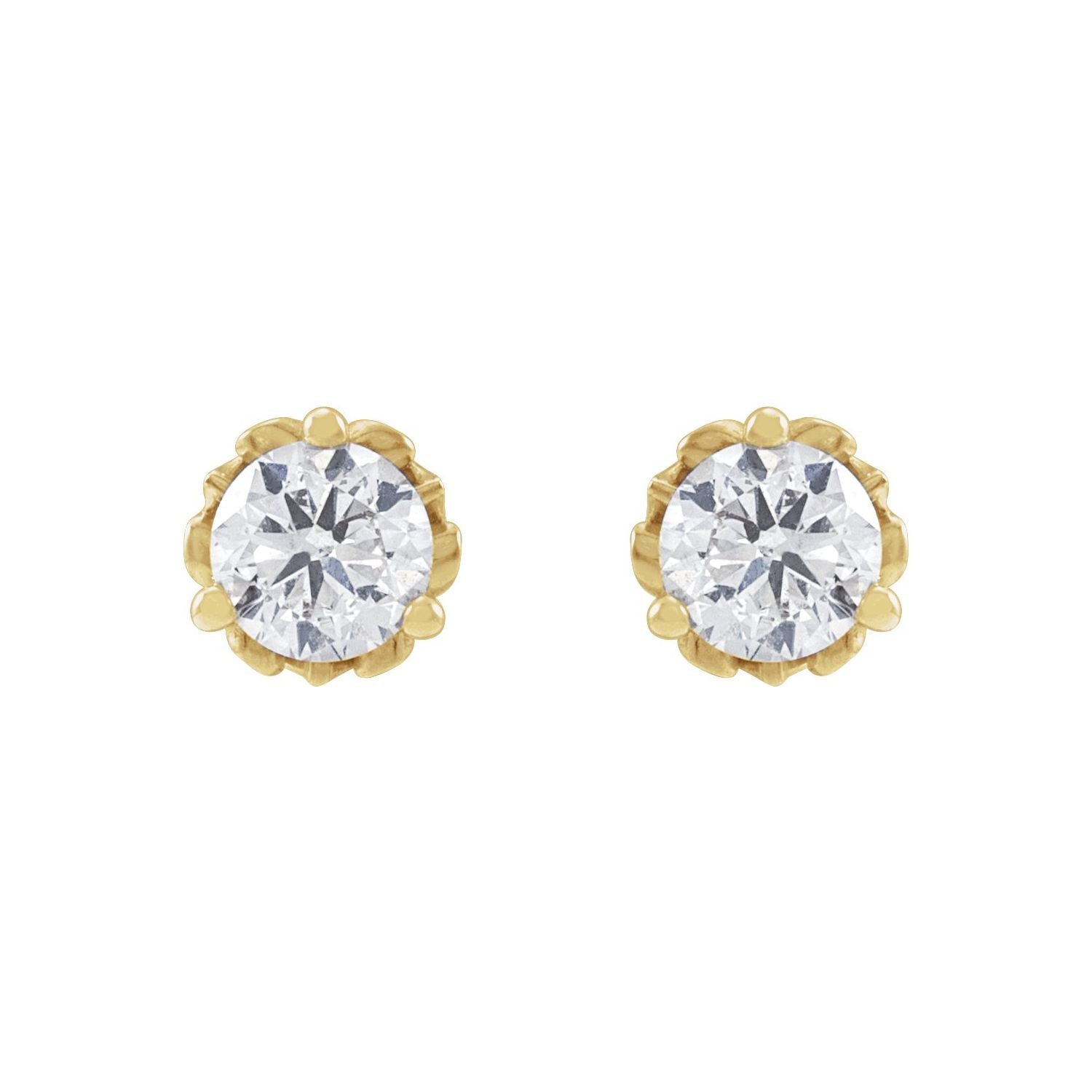 14K Gold 1/2ct Lab-grown Diamond Vintage-inspired Earrings Clarity SI Color G-H