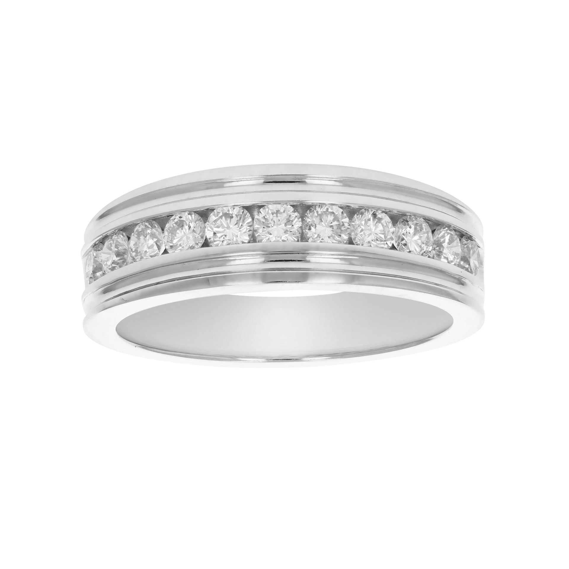 1 cttw SI2-I1 Certified Diamond Machine Wedding Band Channel 14K Gold