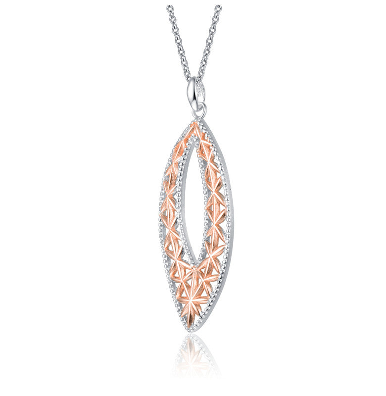 Genevive Jewelry Elegant Sterling Silver Two-tone Pendant Necklace