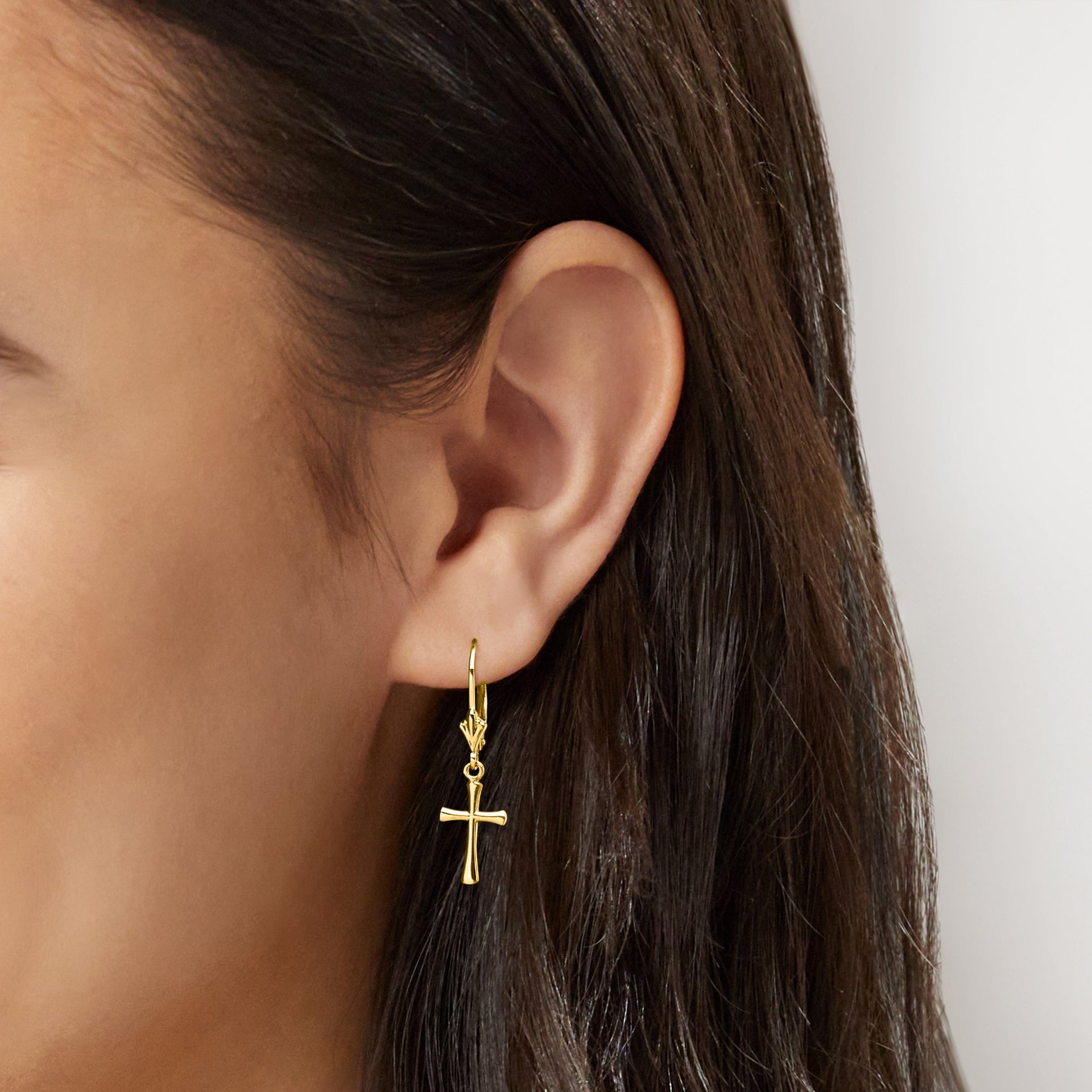 Canaria 10kt Yellow Gold Cross Drop Earrings