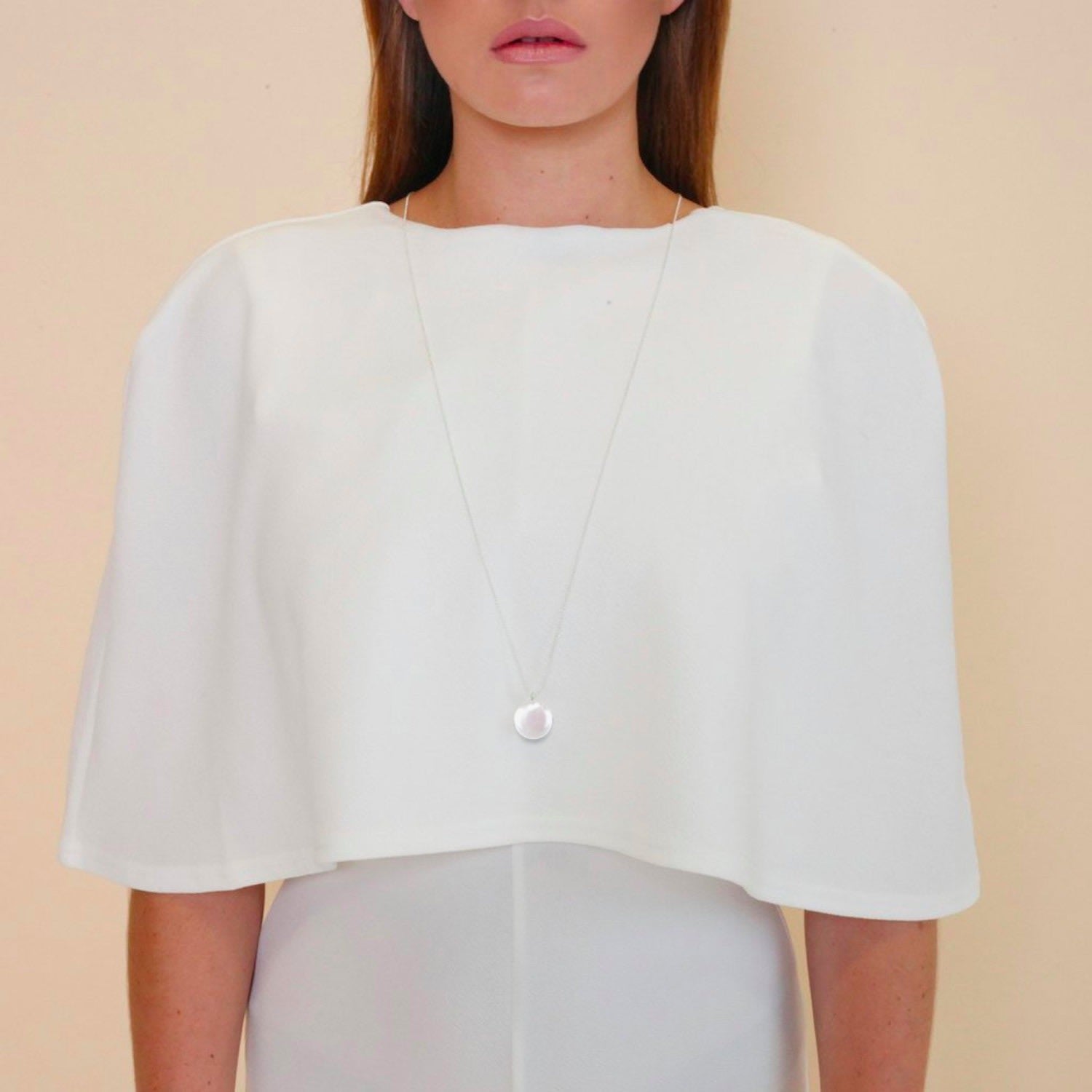 Sphera Disc Pearl Pendant Silver Chain