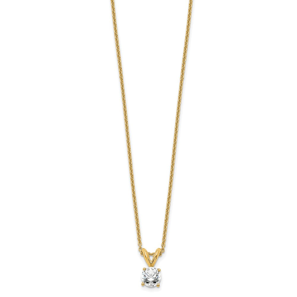 14k Yellow Gold 1/3 CT Round Lab Grown Diamond Solitaire Pendant Necklace 18' Clarity VS Color D-E
