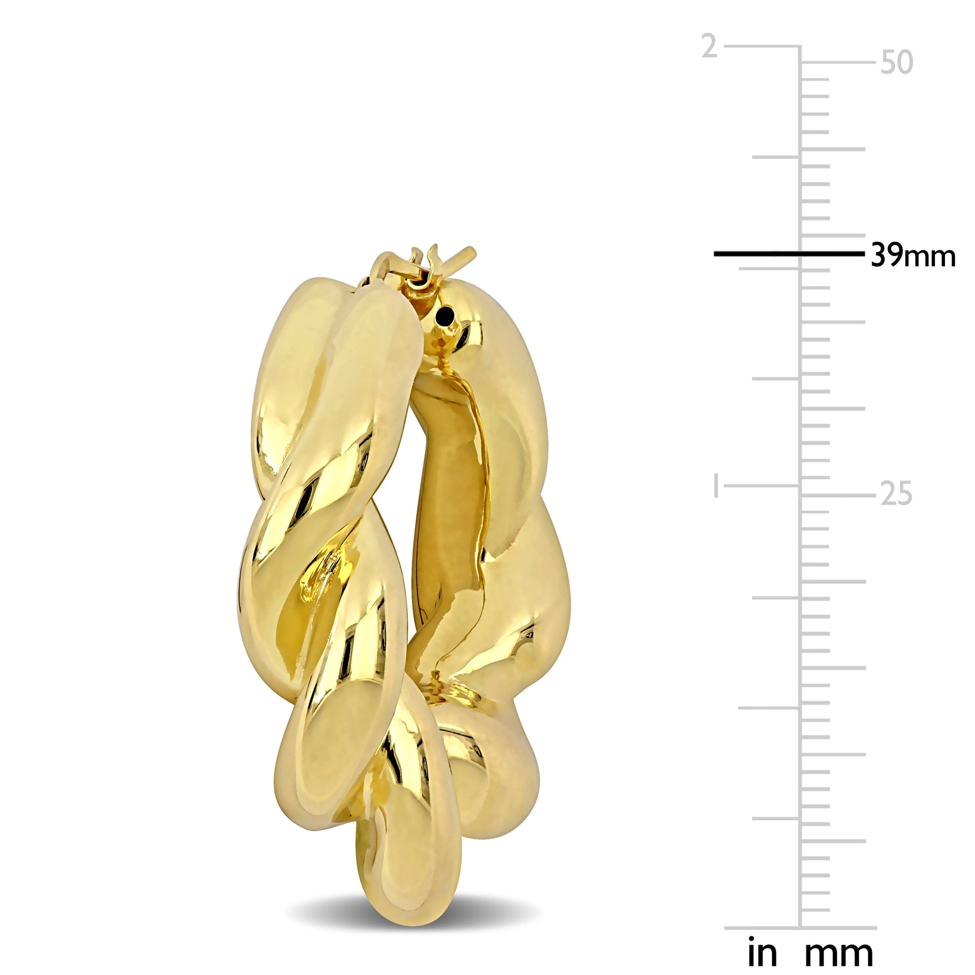 39 MM Hoop Earrings in Yellow Plated Sterling Silver