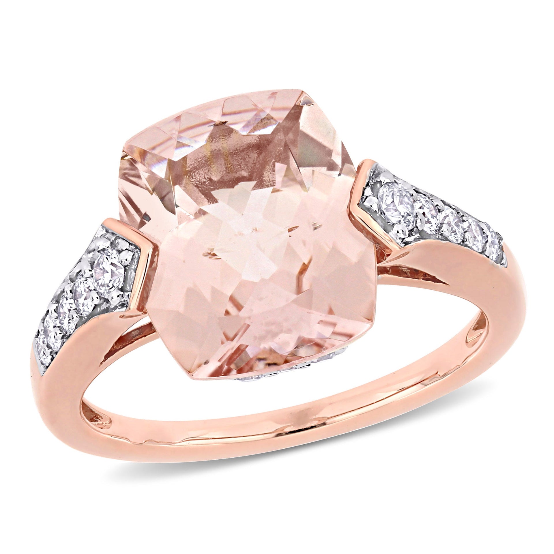 Mimi & Max 4 3/4ct TGW Morganite White Sapphire 1/4ct TW Diamond Ring 14k Rose Gold
