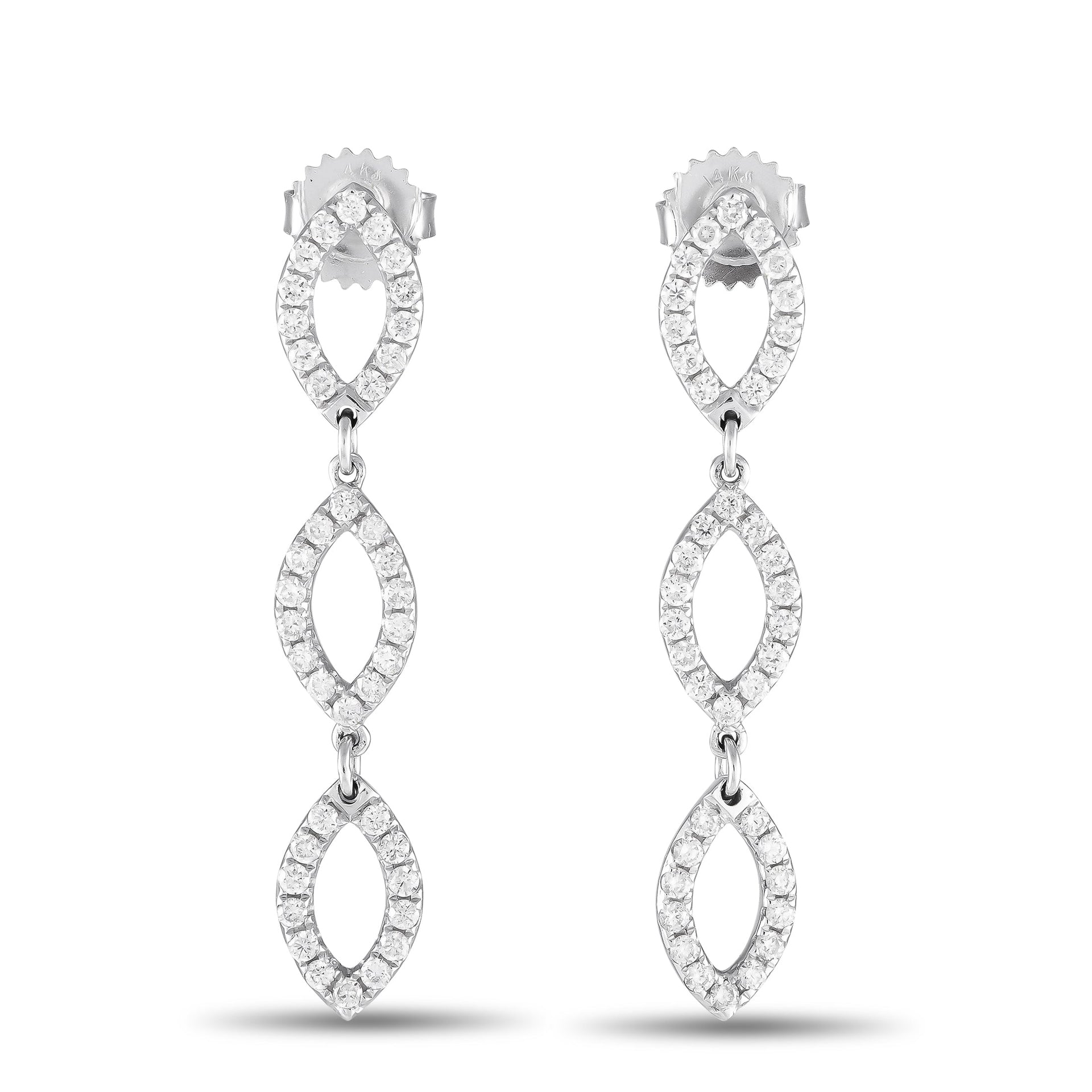 LB Exclusive 18K White Gold 1.0ct Diamond Drop Earrings