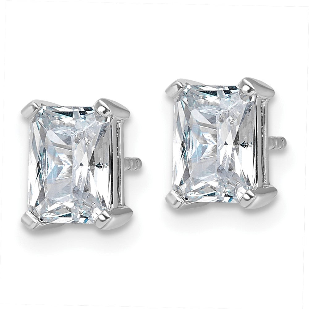 14k White Gold 3 CTW Radiant Cut Lab Grown Diamond Stud Earrings