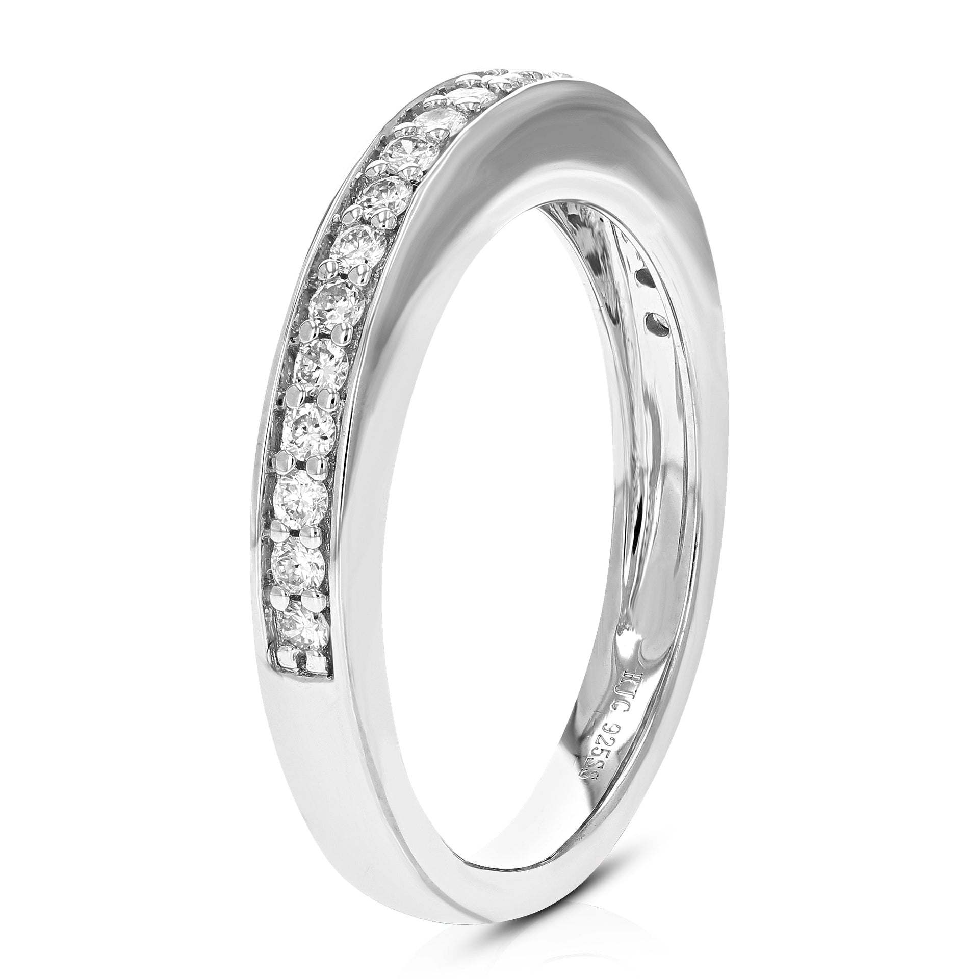 1/3 cttw 20 Stones Round Cut Lab Grown Diamond Wedding Band .925 Sterling Silver Prong Set