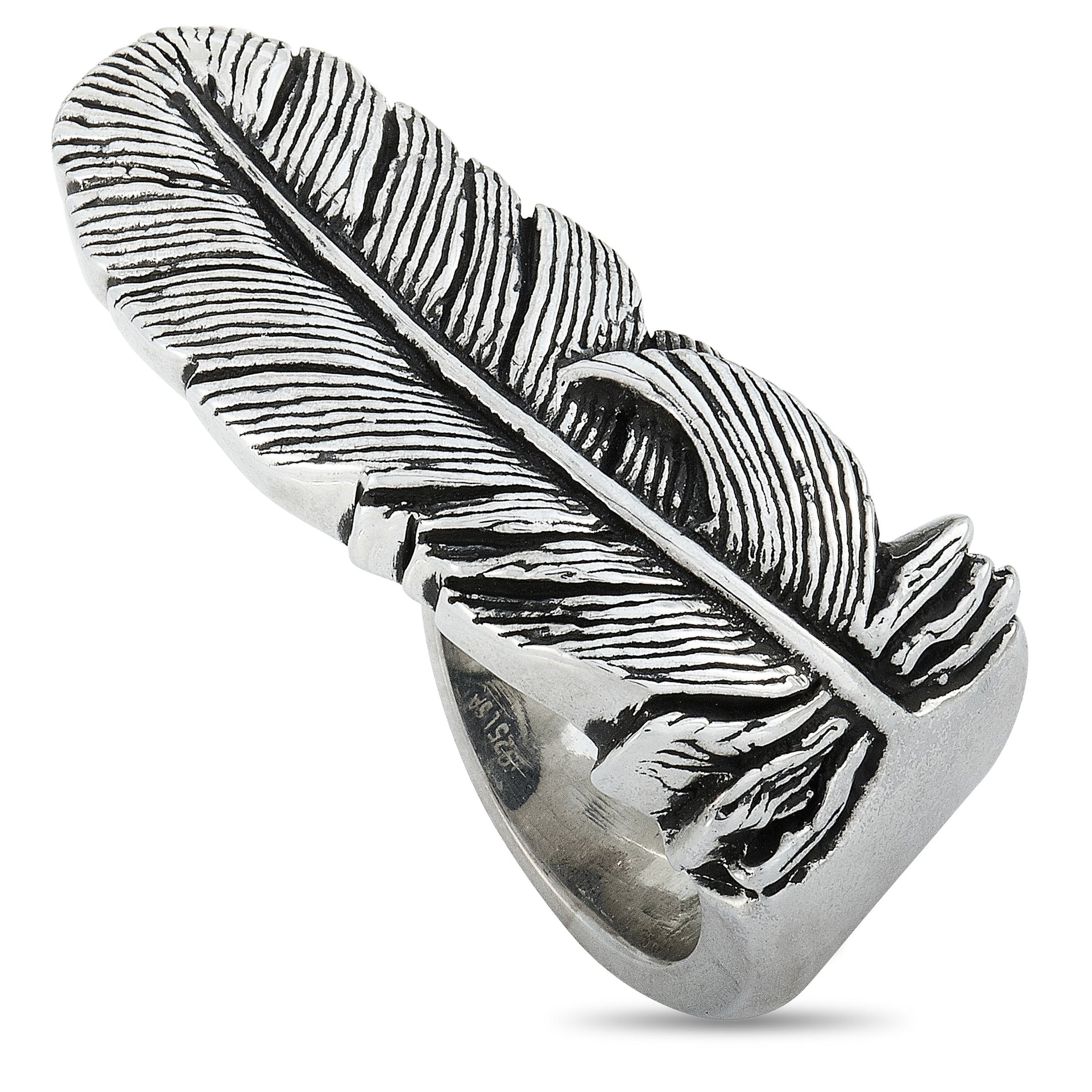 Raven Feather Silver Ring
