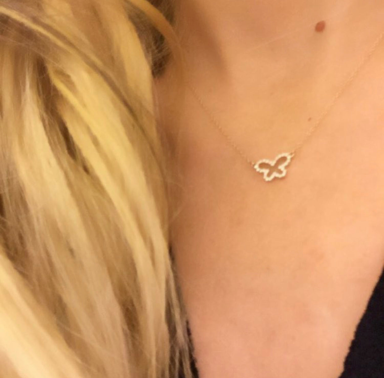 Diamond Butterfly Necklace (Small) Yellow Gold