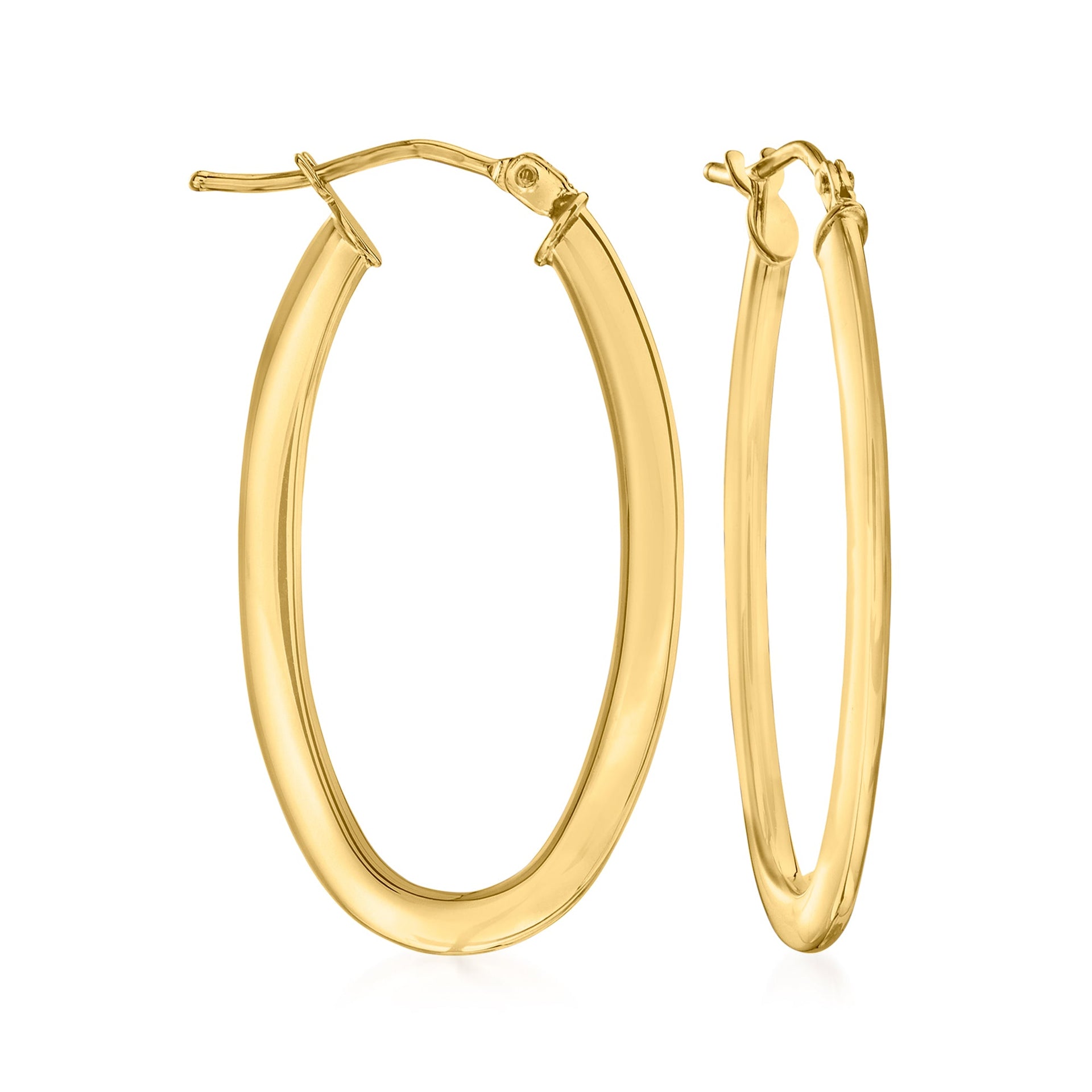 Italian 10kt Yellow Gold Oval Hoop Earrings