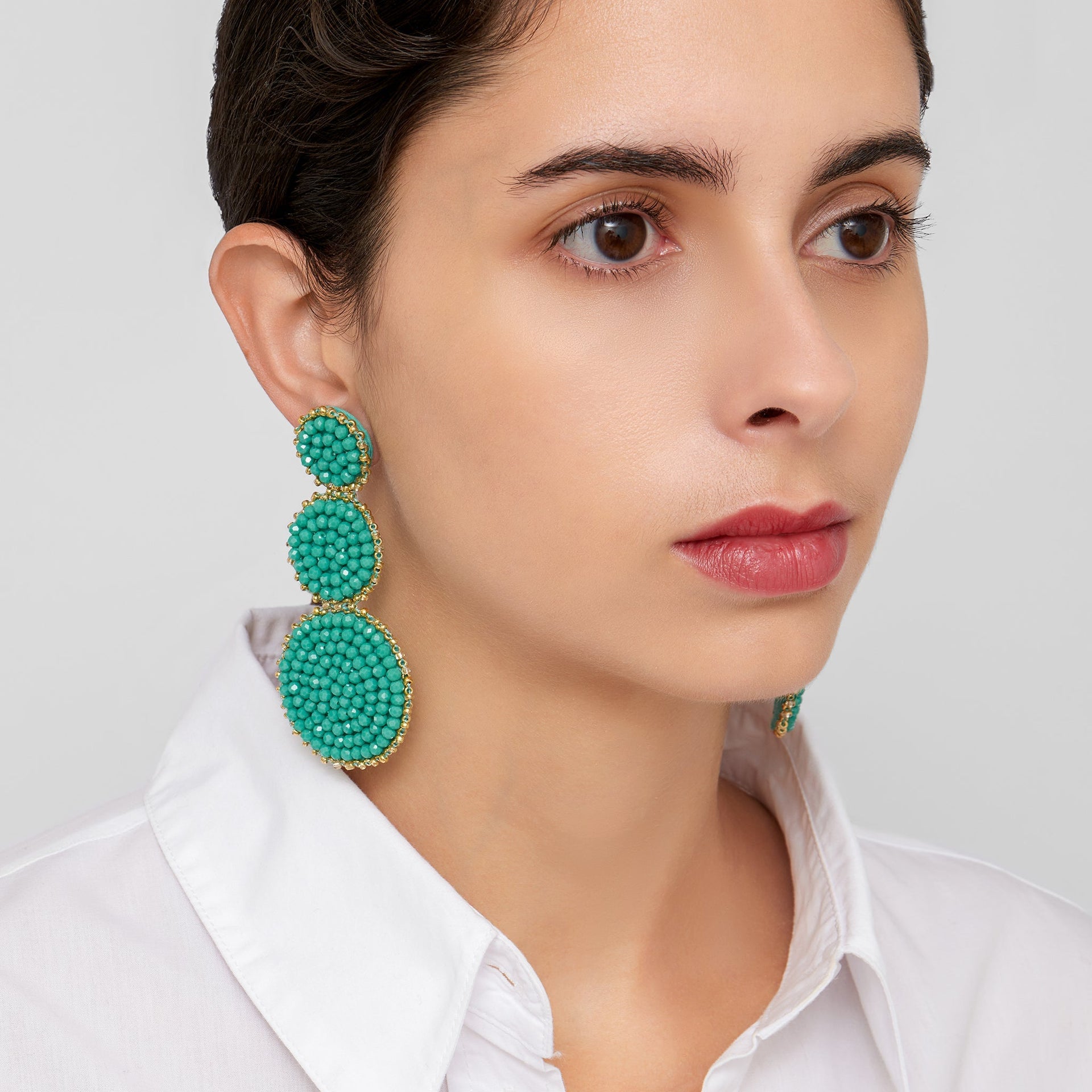 Adornia Green Beaded Drop Earring