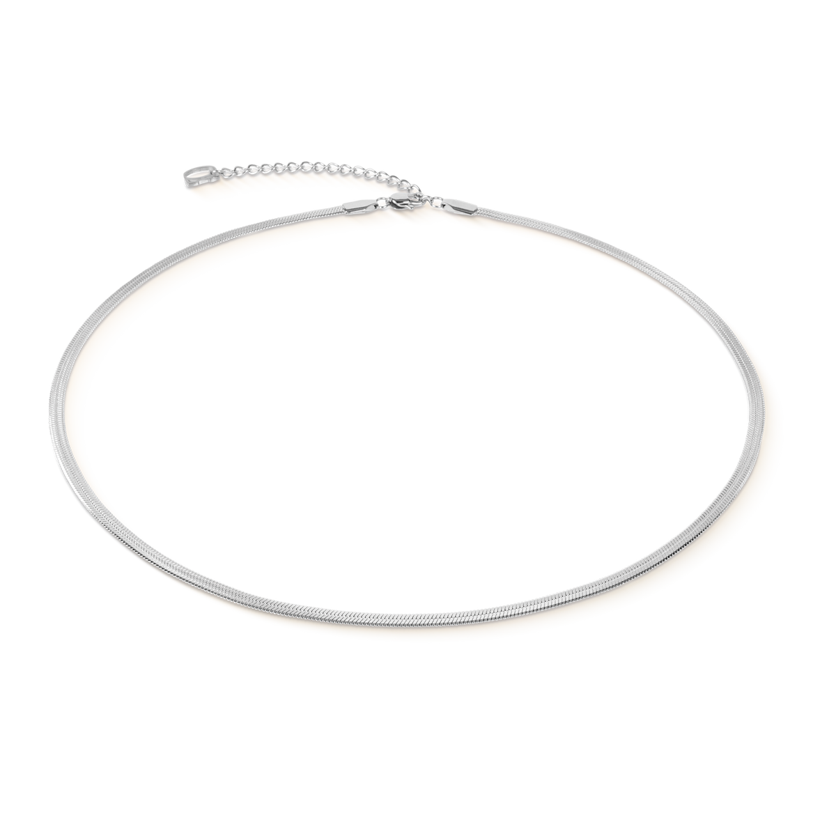 Flat Snake Chain Necklace Silver