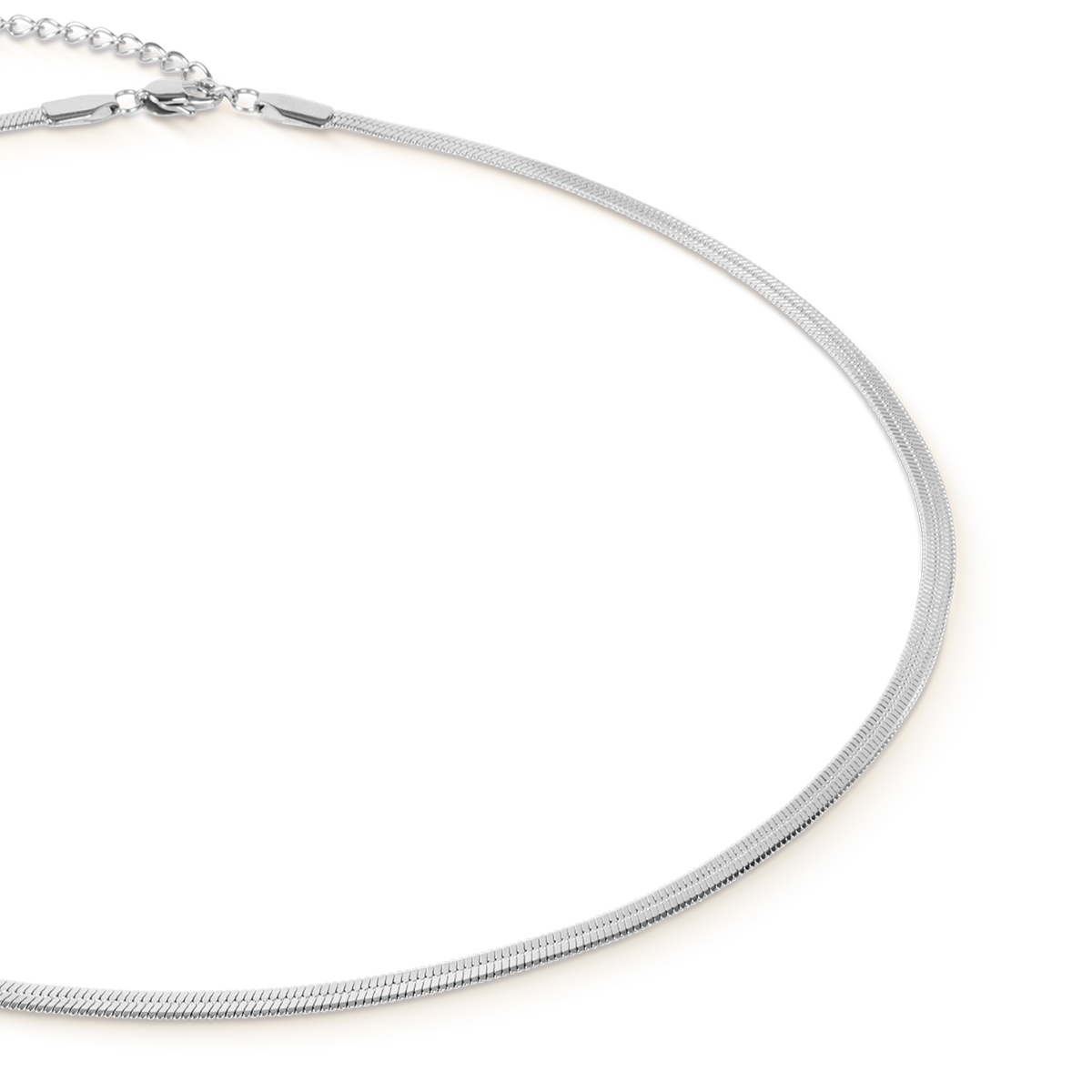 Flat Snake Chain Necklace Silver