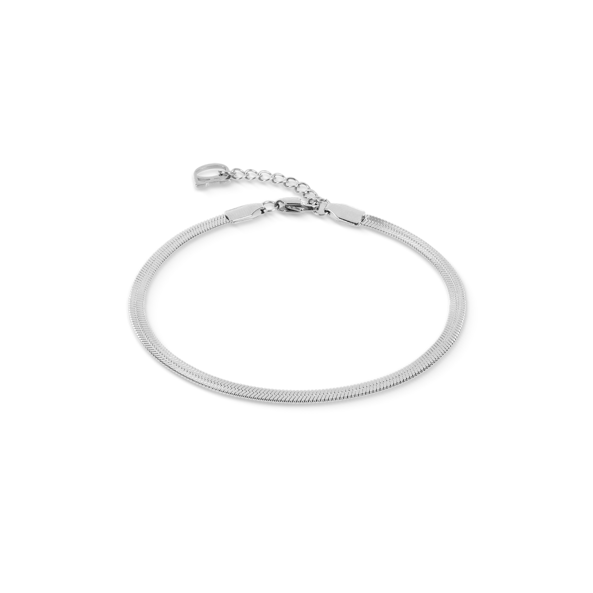 Flat Snake Chain Bracelet Silver