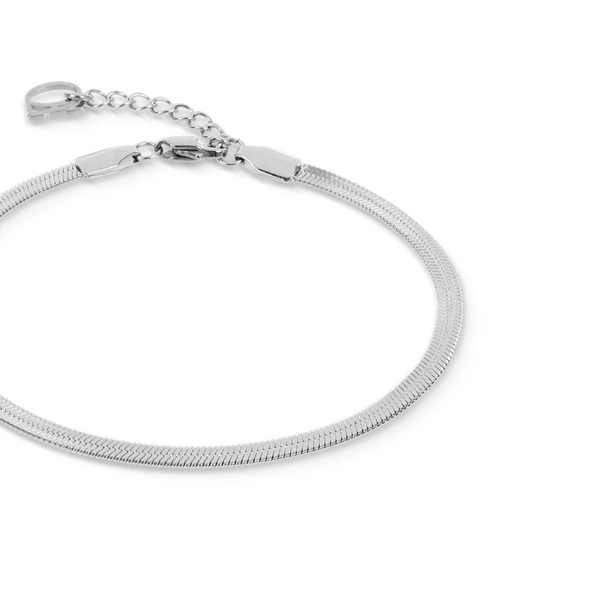Flat Snake Chain Bracelet Silver