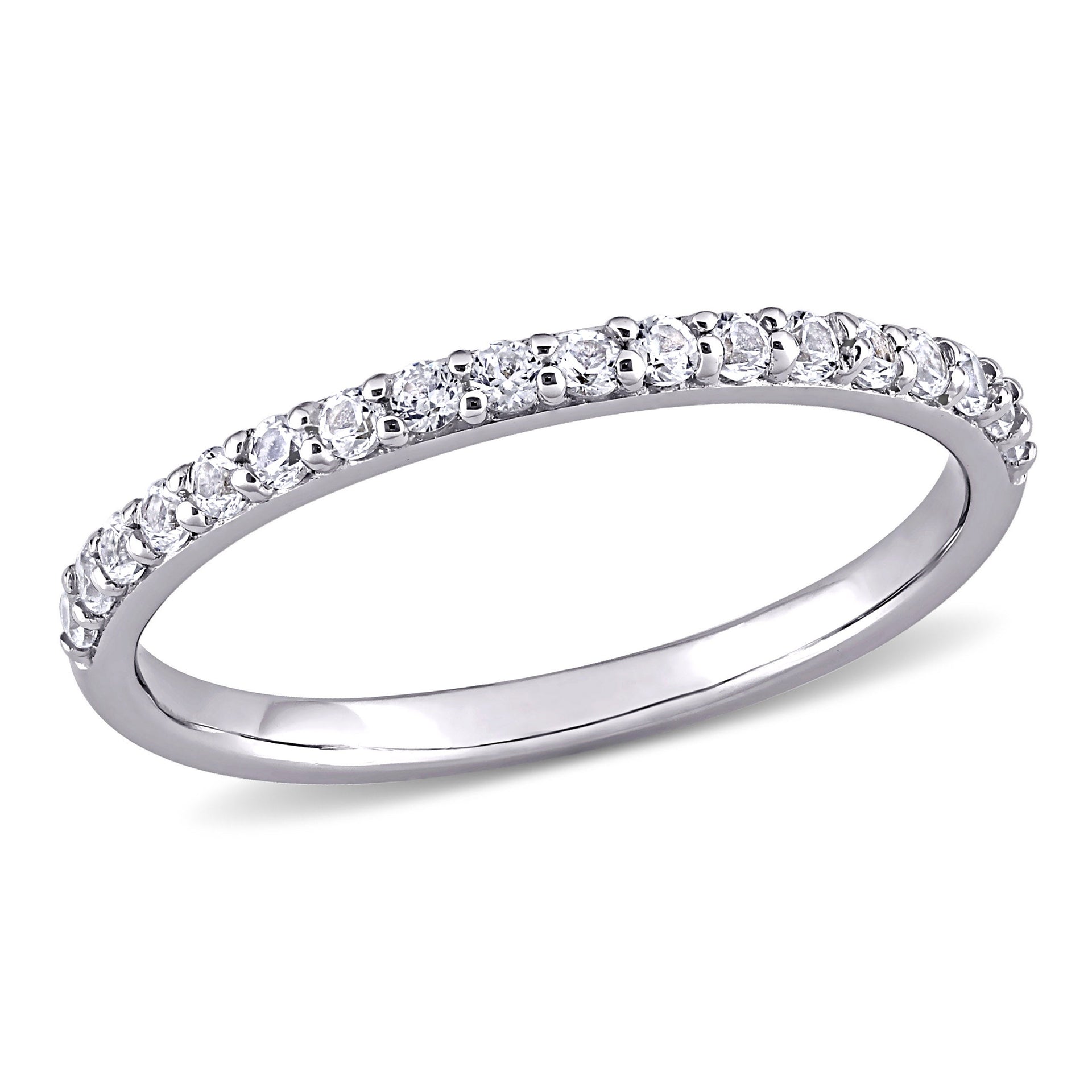 3/8 ct TW Created White Sapphire Anniversary Band in 10k White Gold