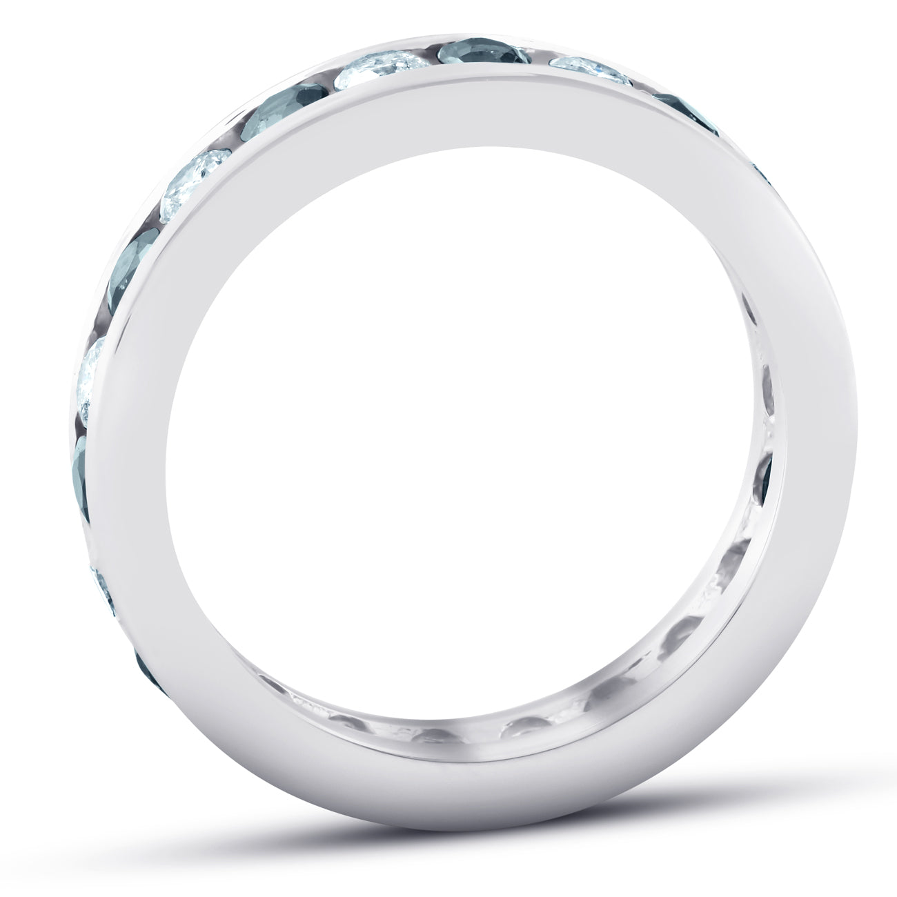 2 CT Blue Sapphire & Diamond Channel Set Eternity Ring 14K White Gold