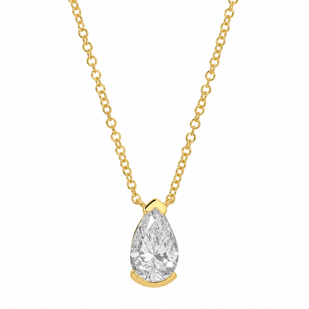 Gold Lab Diamond Pear Necklace