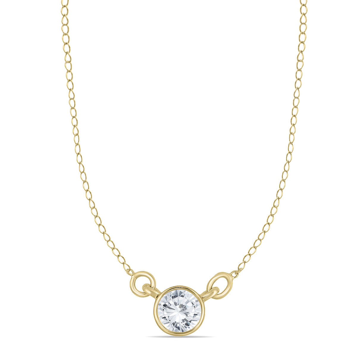 1/2 Carat TW Natural Diamond Bezel Necklace In 14K Yellow Gold