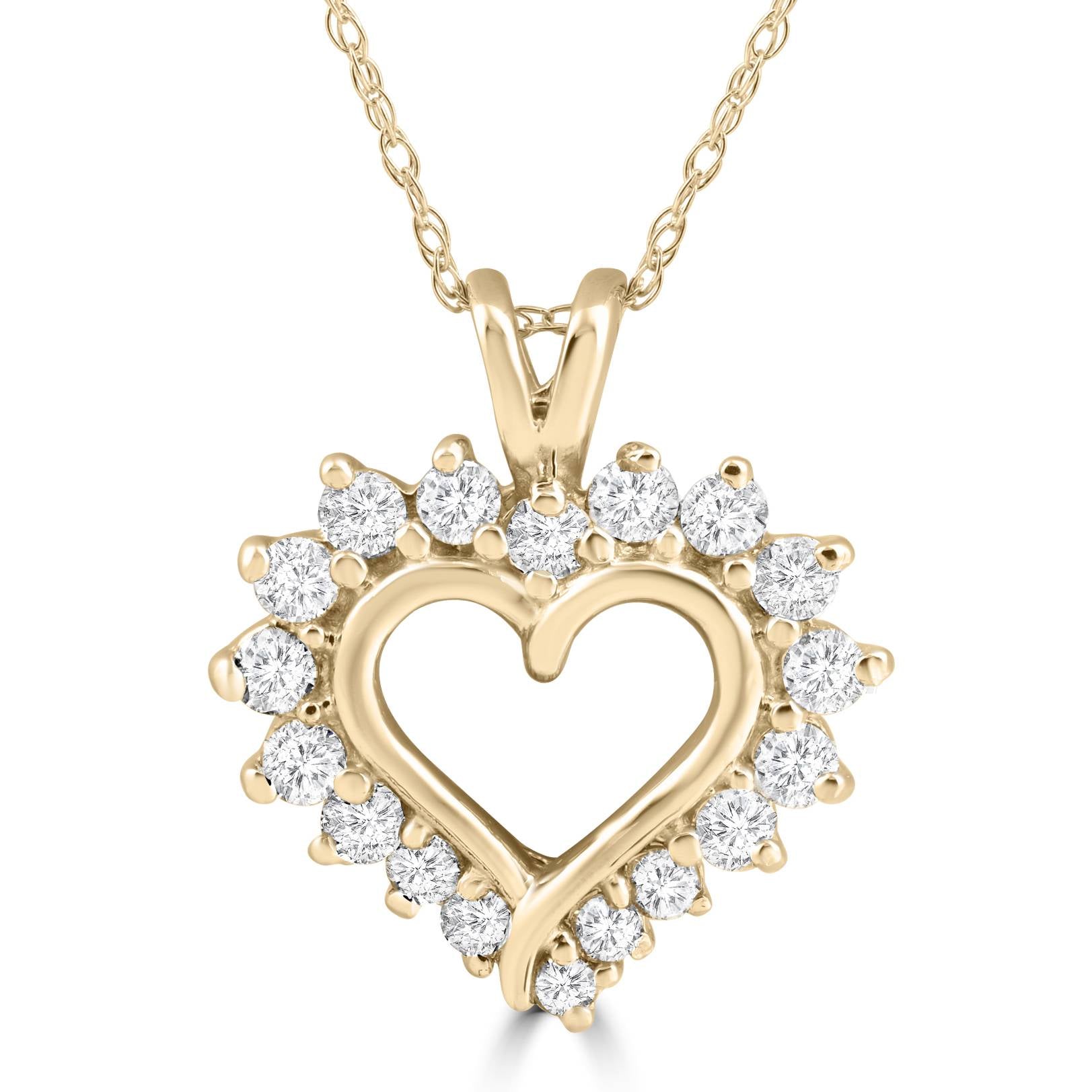 1/2 CT Diamond Petite Diamond Pendant Necklace in 14k White, Yellow, or Rose Gold