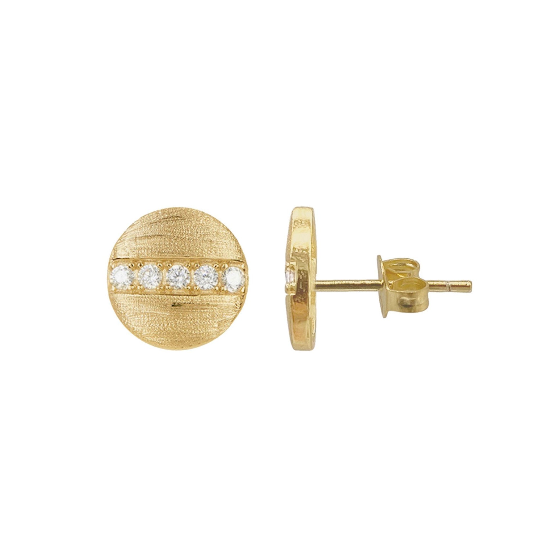 Adornia Pave Line Disc Studs gold