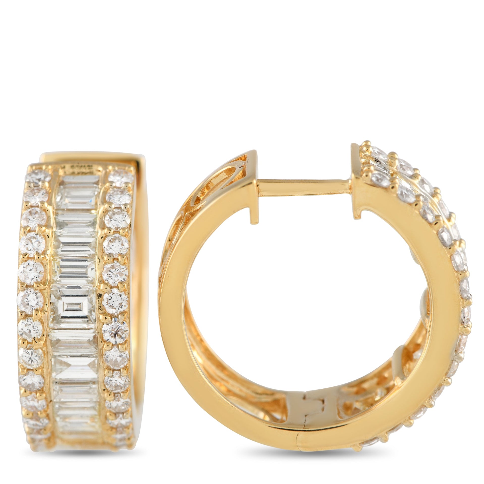 LB Exclusive 18K Yellow Gold 2.90ct Diamond Hoop Earrings