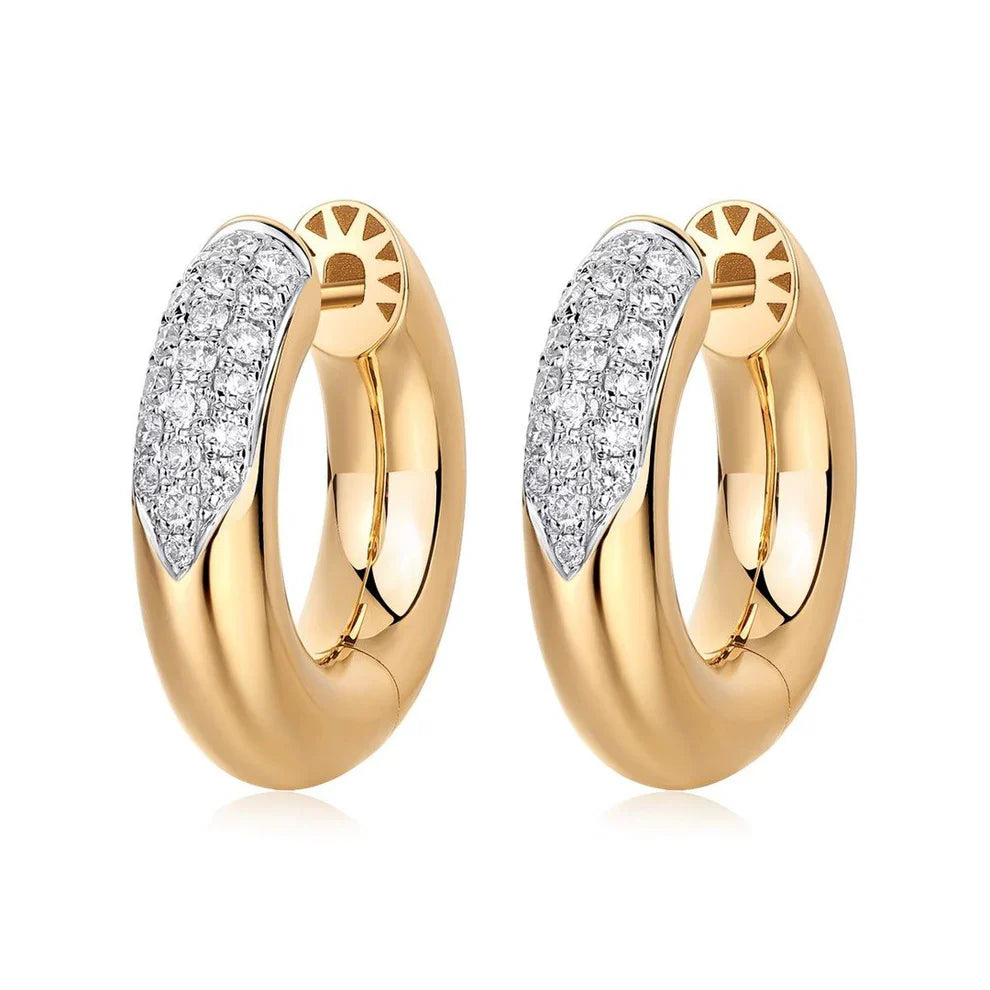 Gold Pave Diamond Hoop Earring