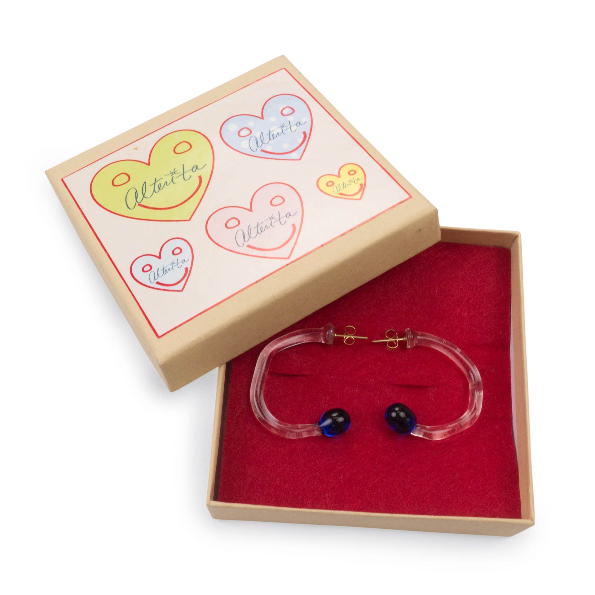 ALTERITA MINI GLASS BALL BLUE HOOP EARRINGS