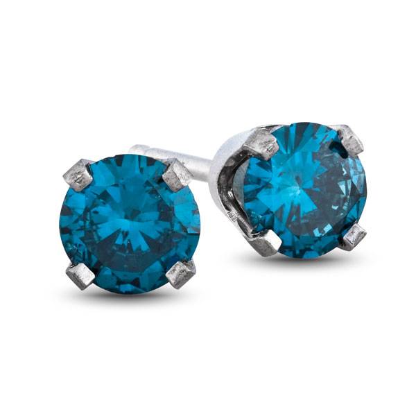 1/4ct Blue Diamond Studs 14K White Gold